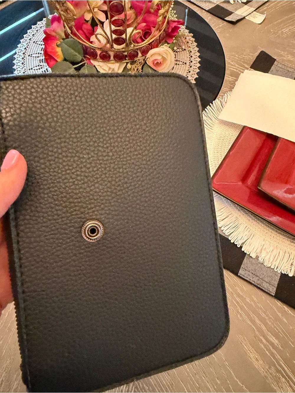 Hermès Black Pebbled Leather Zip Pouch
